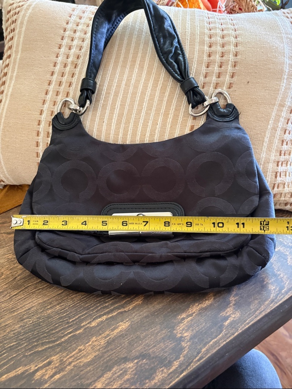 EUC Coach Black Signature Pattern Shoulder Bag - Picture 14 of 17